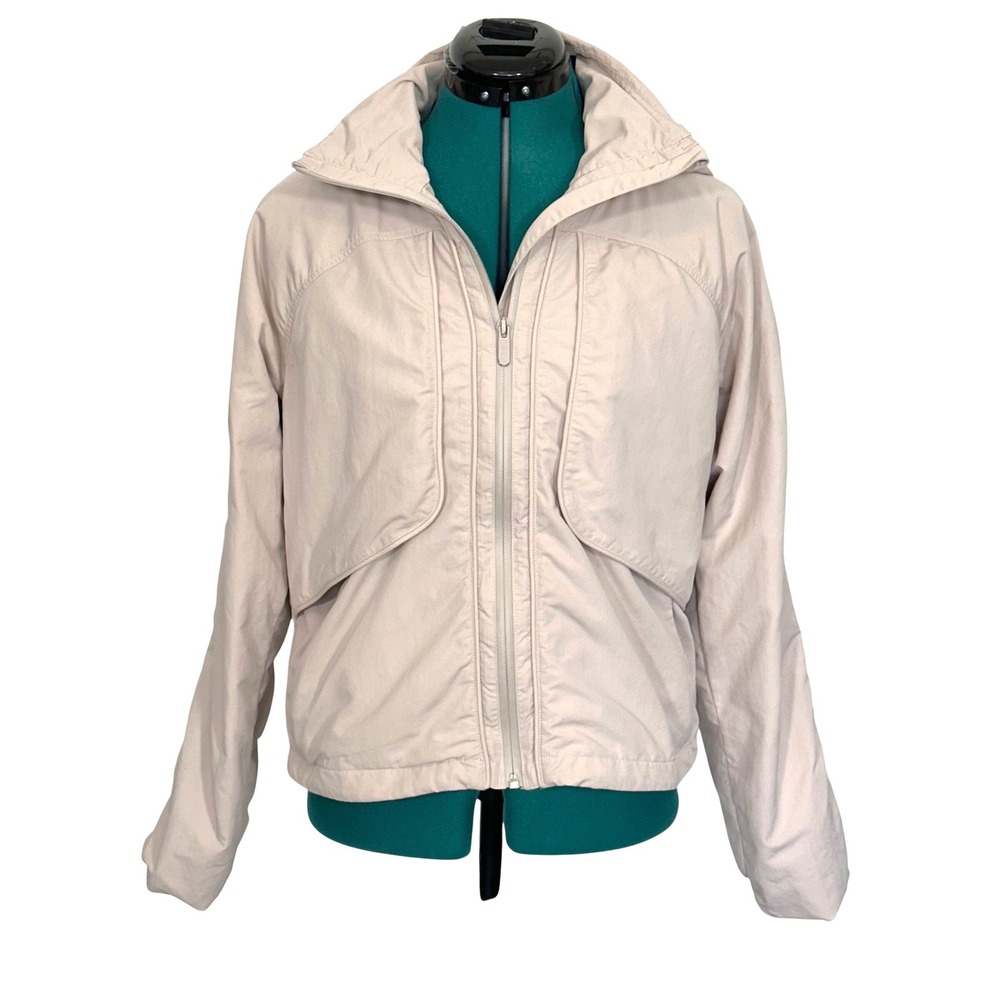 Lululemon Always Effortless Jacket Beige Sand Stowable Hood Windbreaker Size 6